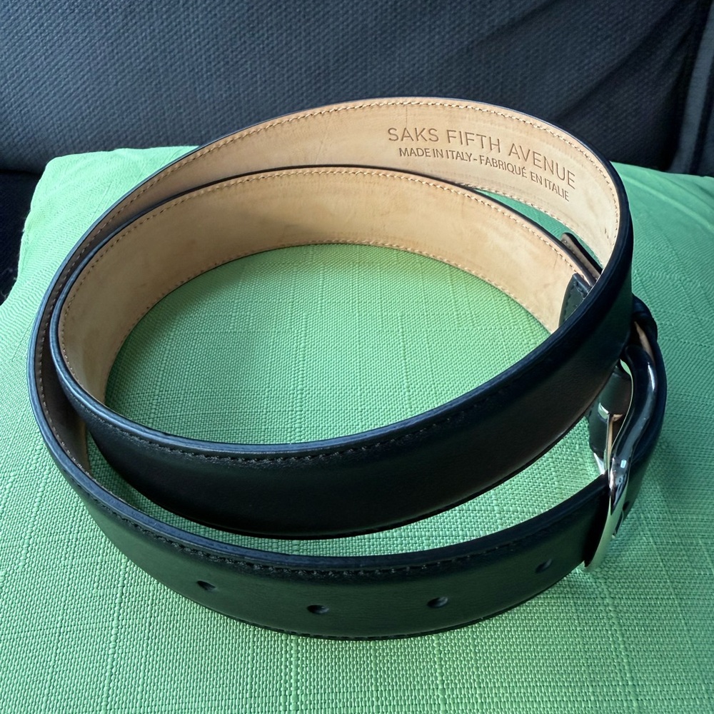 Men’s Saks Fifth Avenue Black Leather Belt